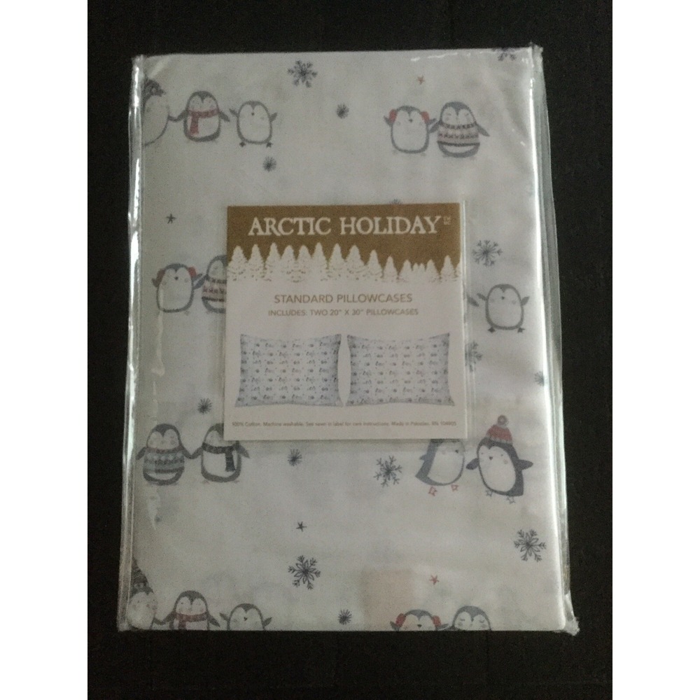 NEW Arctic Holiday Winter Penguins Standard Pillowcases Microfiber (A)